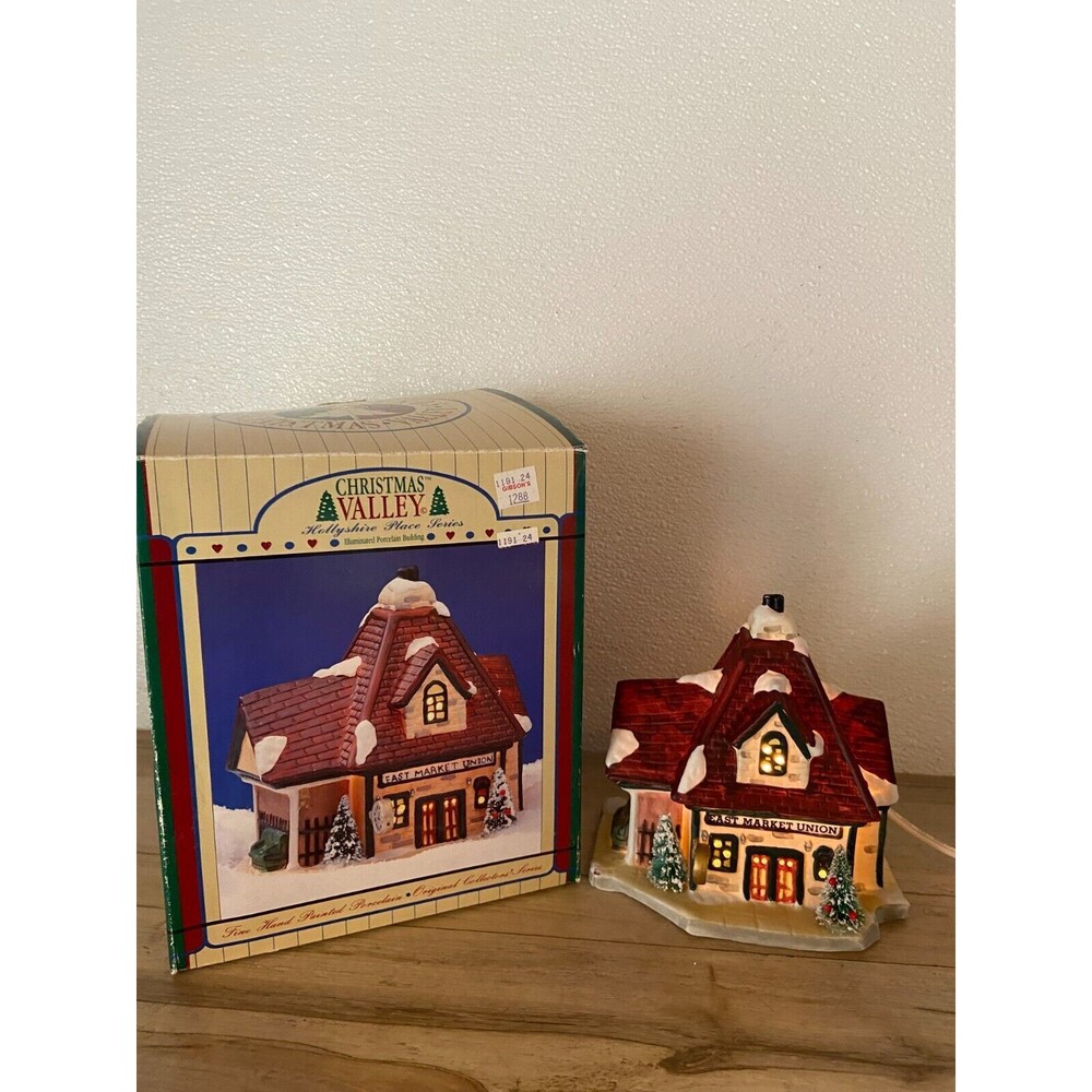 Vtg 1991 Christmas Valley East Market Union Illuminated Porcelain Building